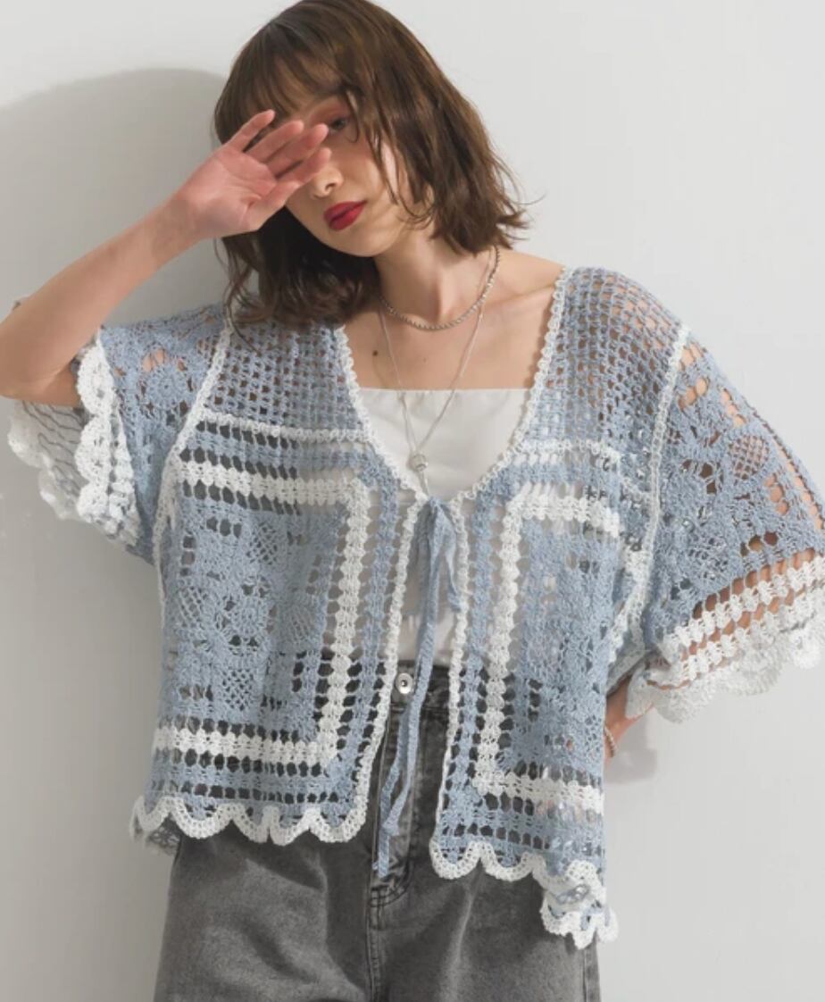 ナンバーミーTOKYO" CLOCHE KNIT CARDIGAN"BLUE