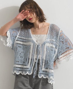 ナンバーミーTOKYO" CLOCHE KNIT CARDIGAN"BLUE