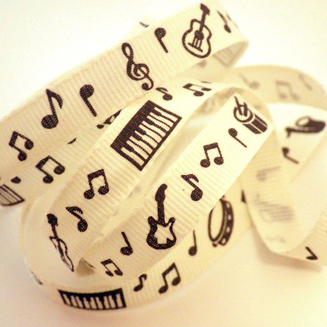 2m単位 楽器リボン/ アイボリー（幅9.5mm) 　