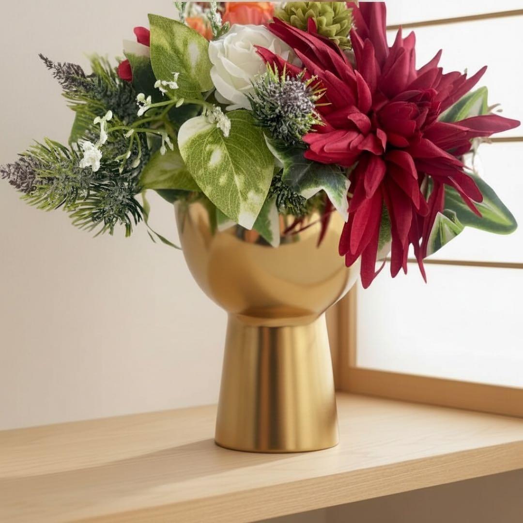 光触媒フラワー 迎春の華やぎ・正月アレンジメント 迎春飾り ゴールド