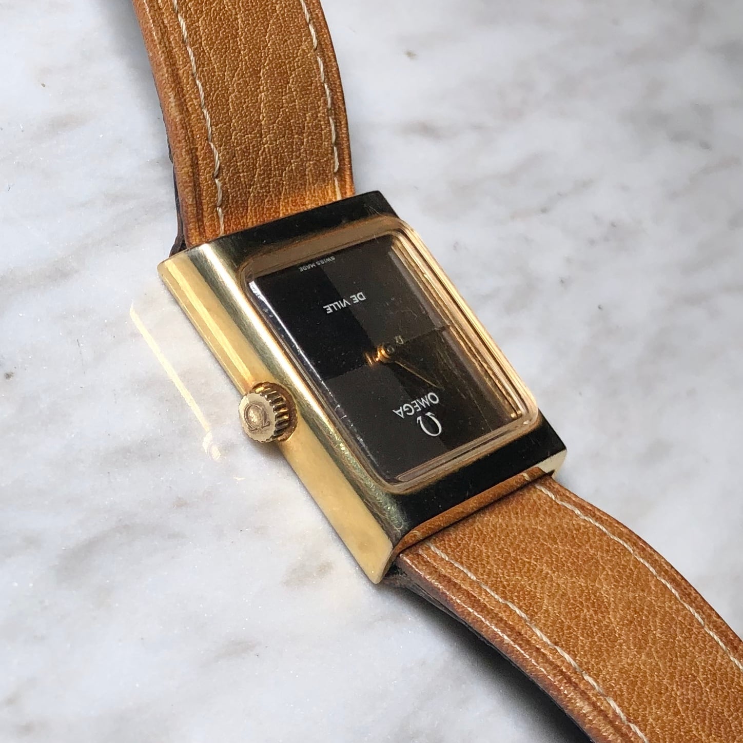 vintage OMEGA two-tone dial manual winding watch 