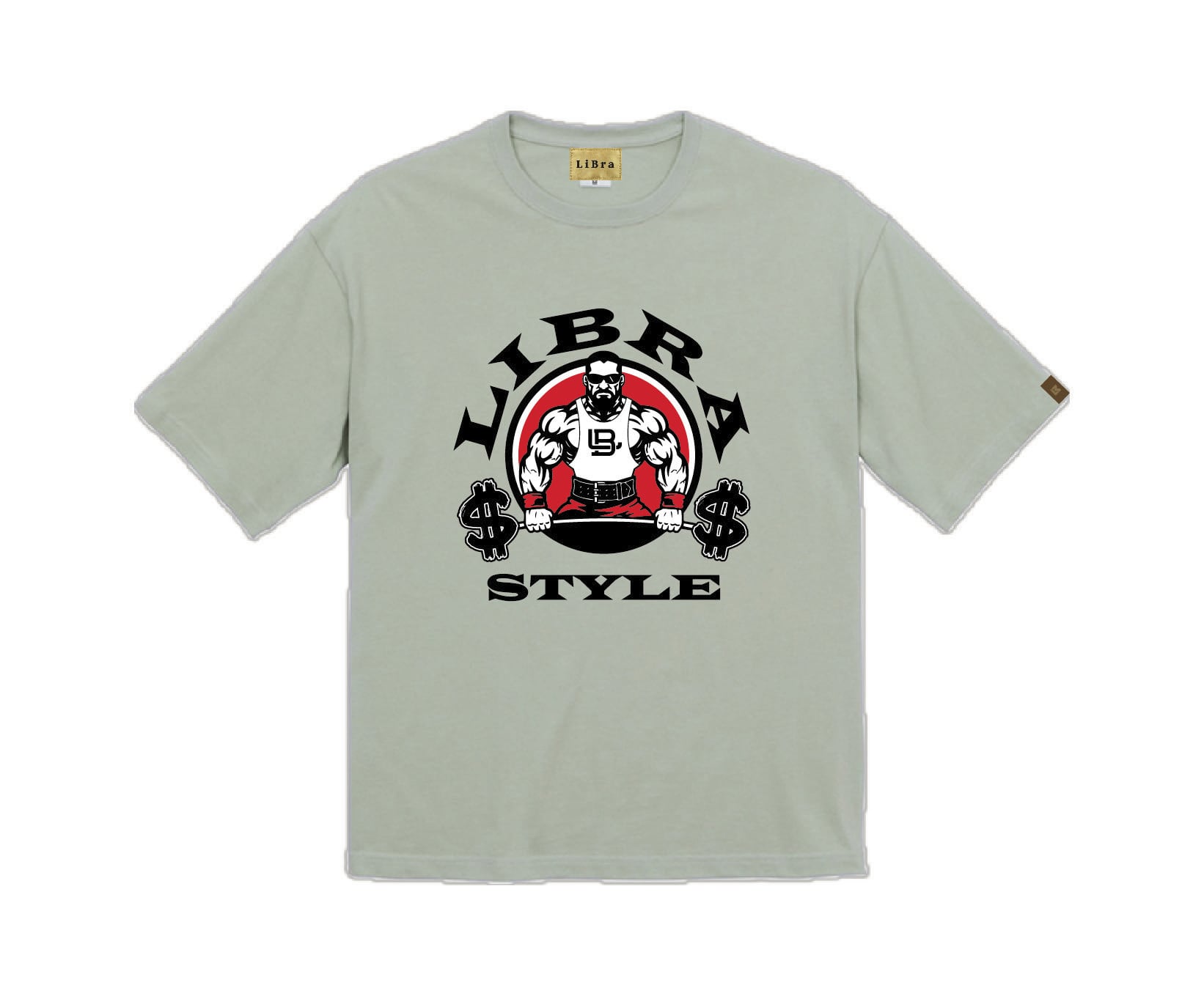 LIBRA Muscle Oversize T-shirts 【Sage Green】LB-25