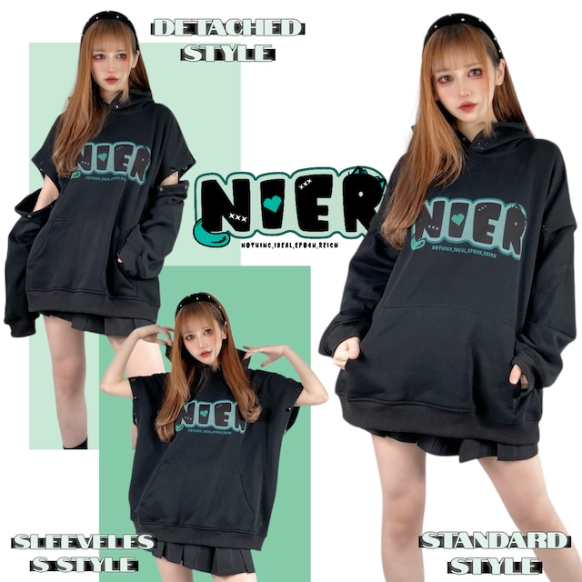 DETACHABLE SNAP 3WAY SLEEVE HOODIE【CIEL LOGO】