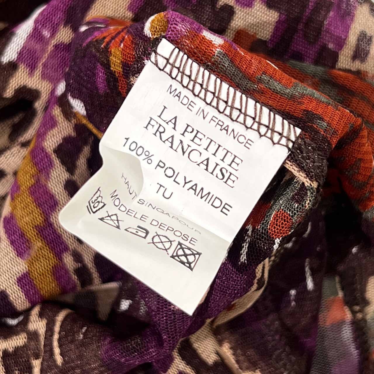 新品 タグ付き フランス製 LA PETITE FRANCAISE ラプティフランセーズ 総柄 長袖 シアーシャツ カットソー/レディース