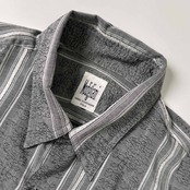 90s Modigliani UOMO COORDWEAR モディリアーニ ストライプ レーヨン 長袖シャツ/グレー系 メンズビンテージ