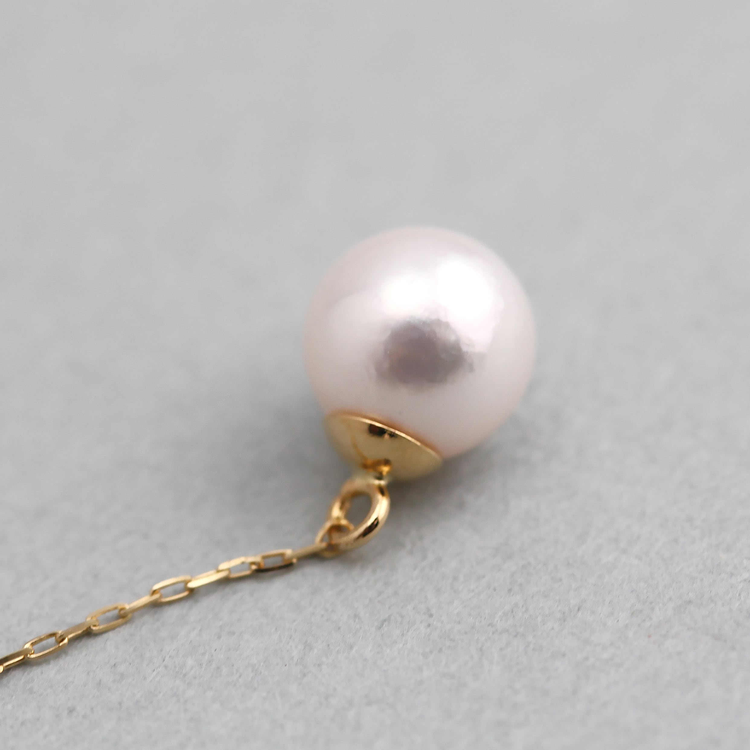 K18 アコヤ真珠 1粒 ゴールドチェーンピアス No.185 | スキン