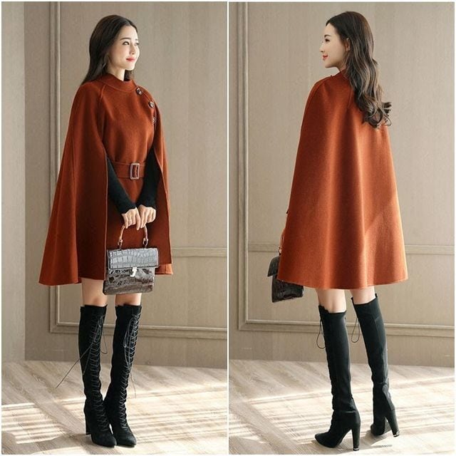 予約販売】ポンチョコート レディース 無地 ケープ マント