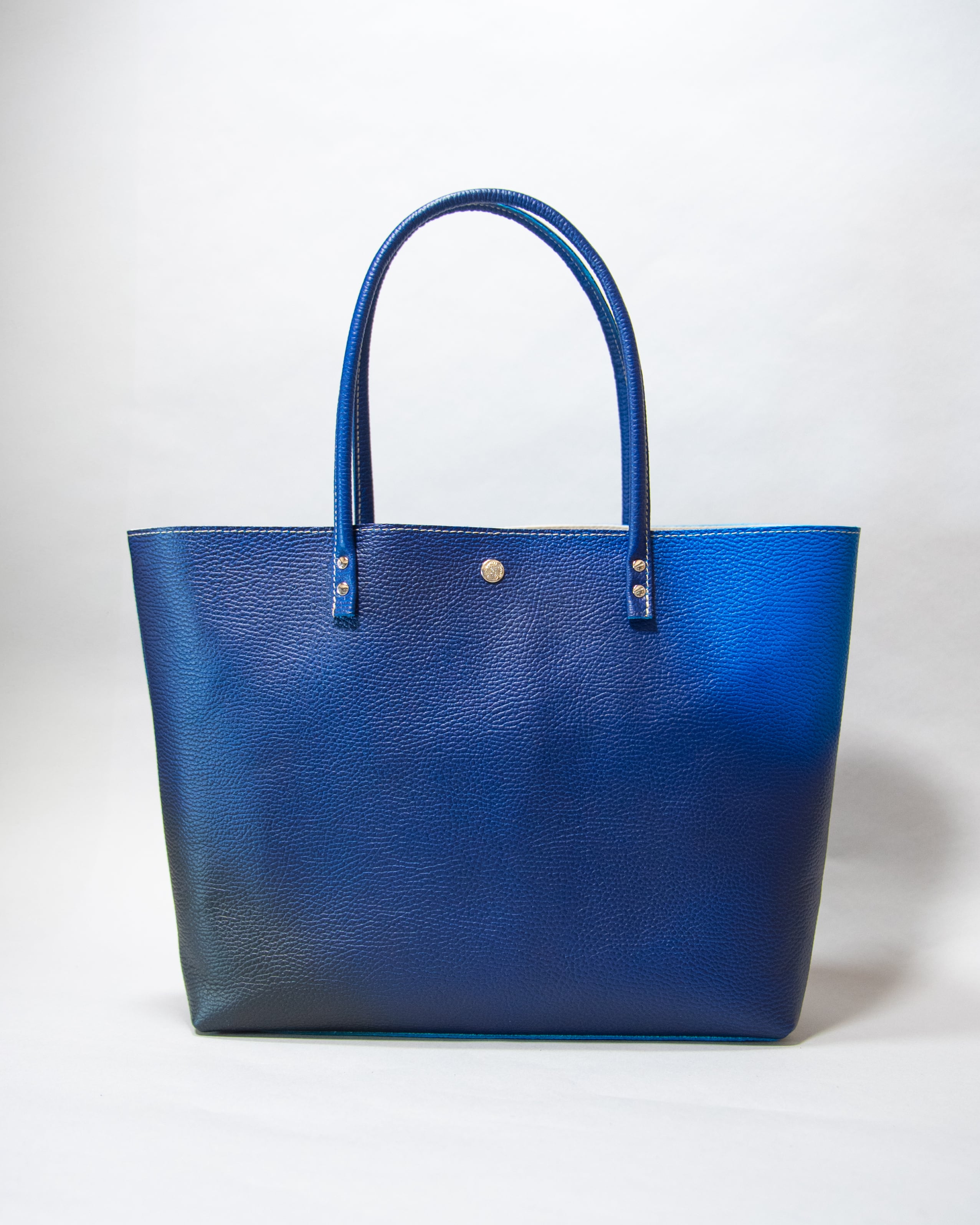 ブルーガールフェザーパーティバッグ SOMEA brume × CREAM COMPANY harada タンゴブルー レザートートL