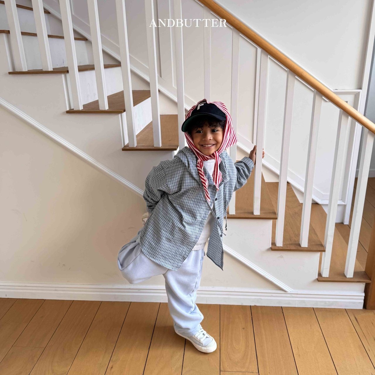 【and butter】ボタンワイドスウェットパンツ ライトブルー 130cm - 14
