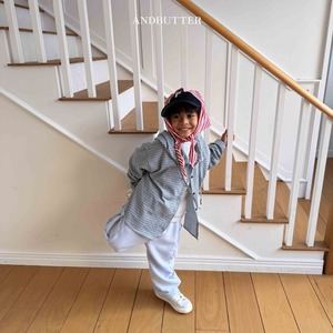 【and butter】ボタンワイドスウェットパンツ ライトブルー 130cm