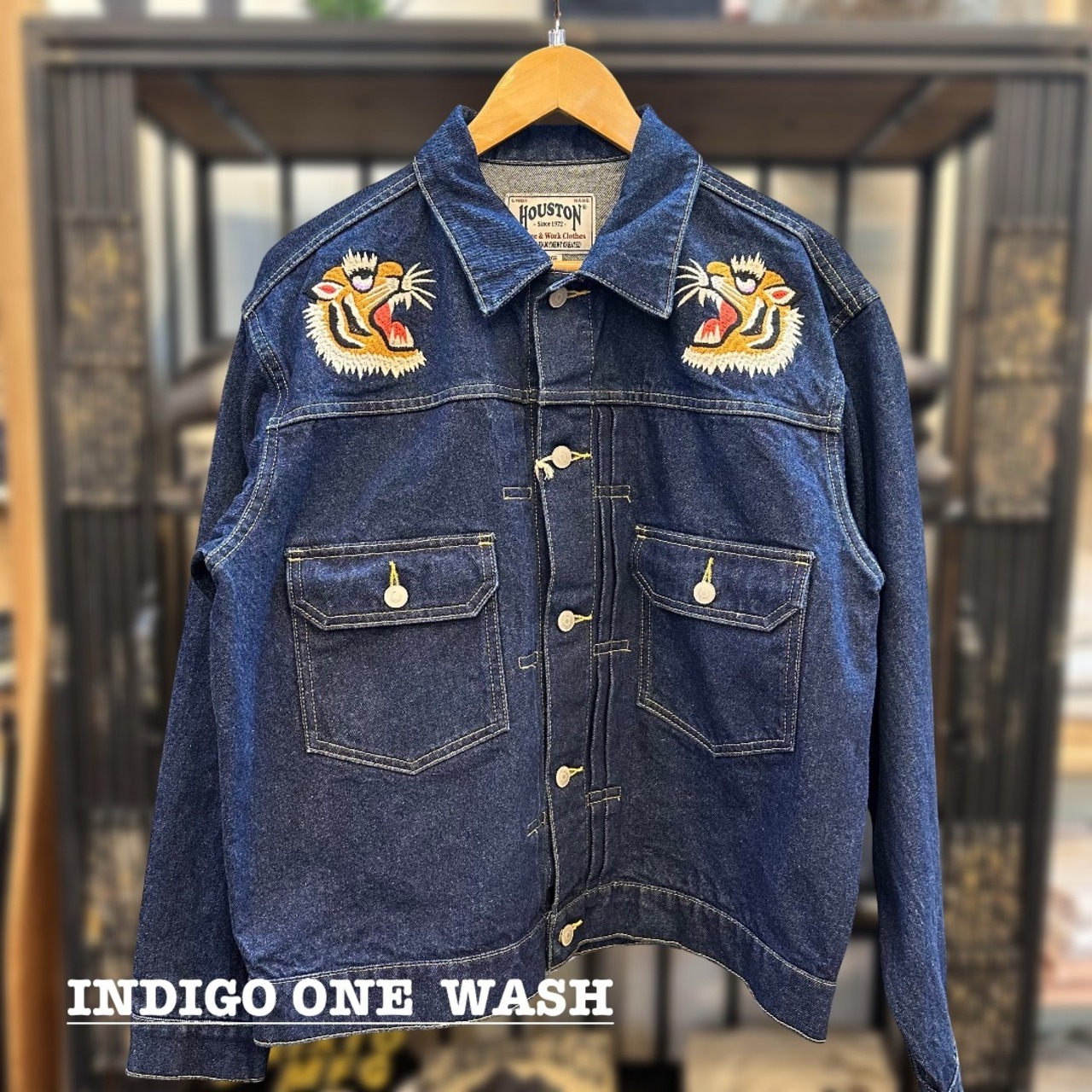 【HOUSTON / ヒューストン 51566 DENIM EMBROIDERY TRACKER JACKET / デニム刺繍トラッカージャケット】
