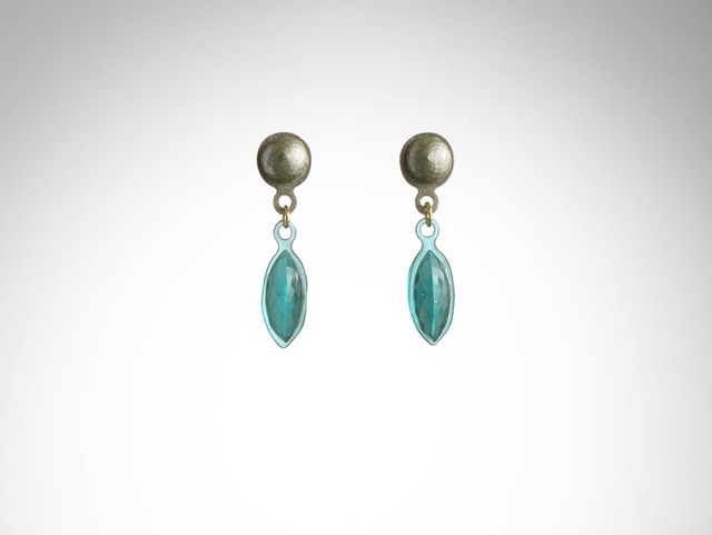 LouLou Earrings Drop   Clear Aqua And Bronze  /  CORSARI JEWELS