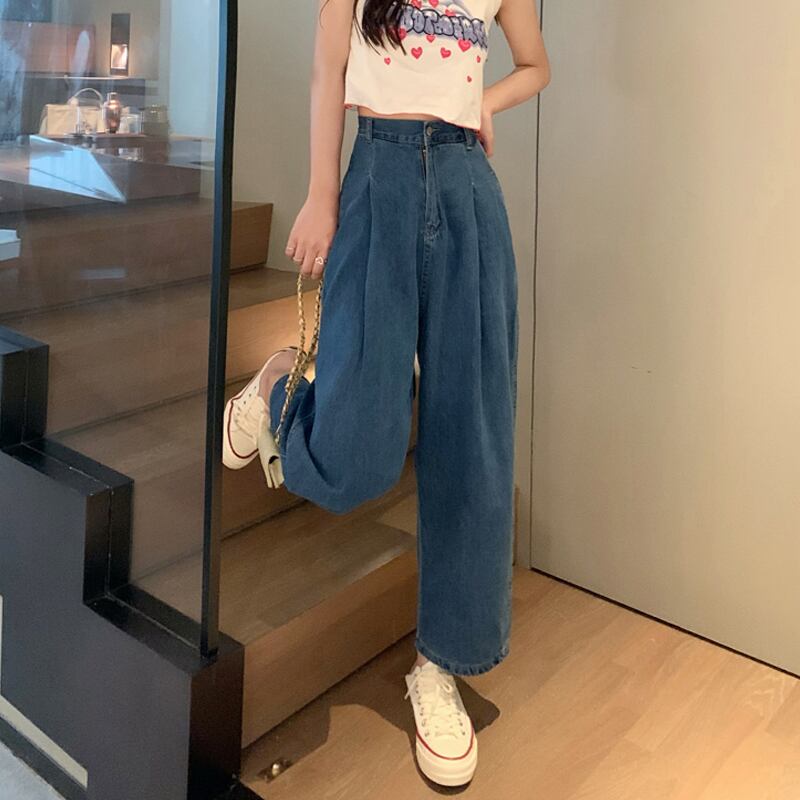 ジーンズ スプリングオータムパンツ ハイウェストウェストルーズ 春物 秋物 試着室58077352710