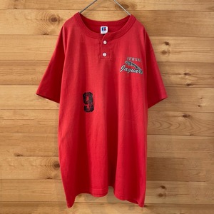 【Russell】90s USA製 ヘンリーネック Tシャツ ワンポイント ナンバリング ソフトボール ビンテージ L US古着