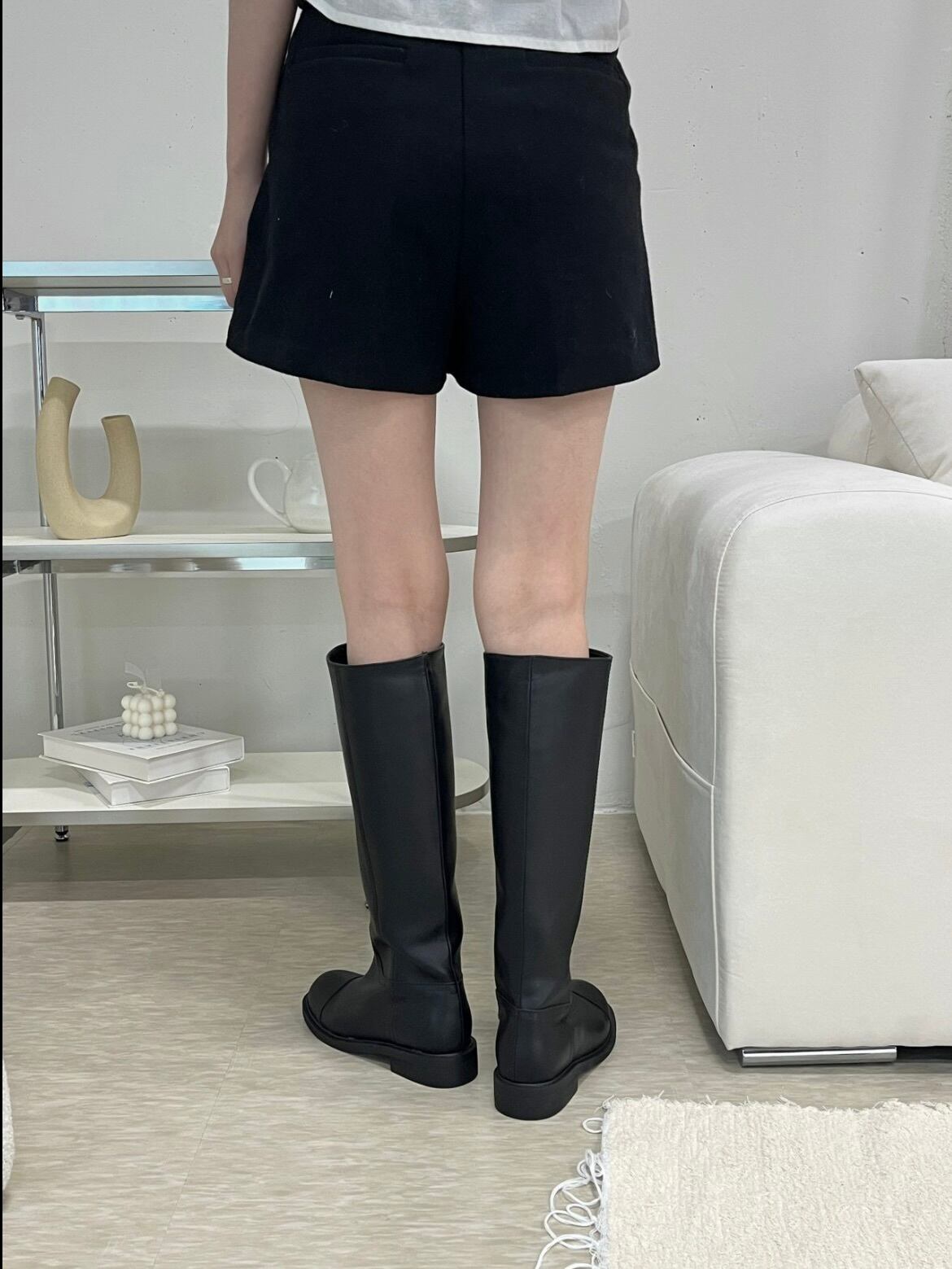 MOMENT] bow round long boots / 2color | MOMENT