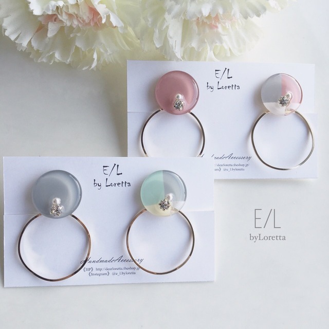 (全2色)2way 3color hoop pierce/earring