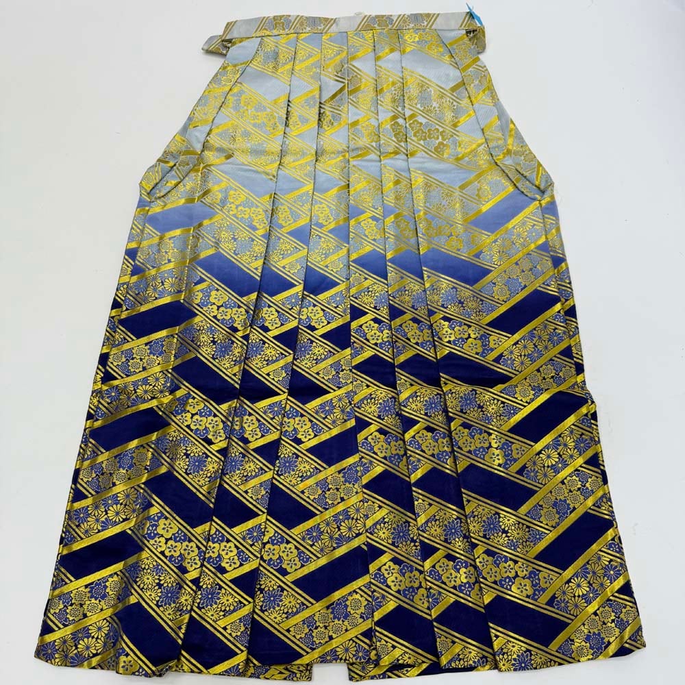 袴 行灯袴 男袴 紐下丈88cm 男性用袴 Lサイズ 成人式袴 金 青 中古 4659