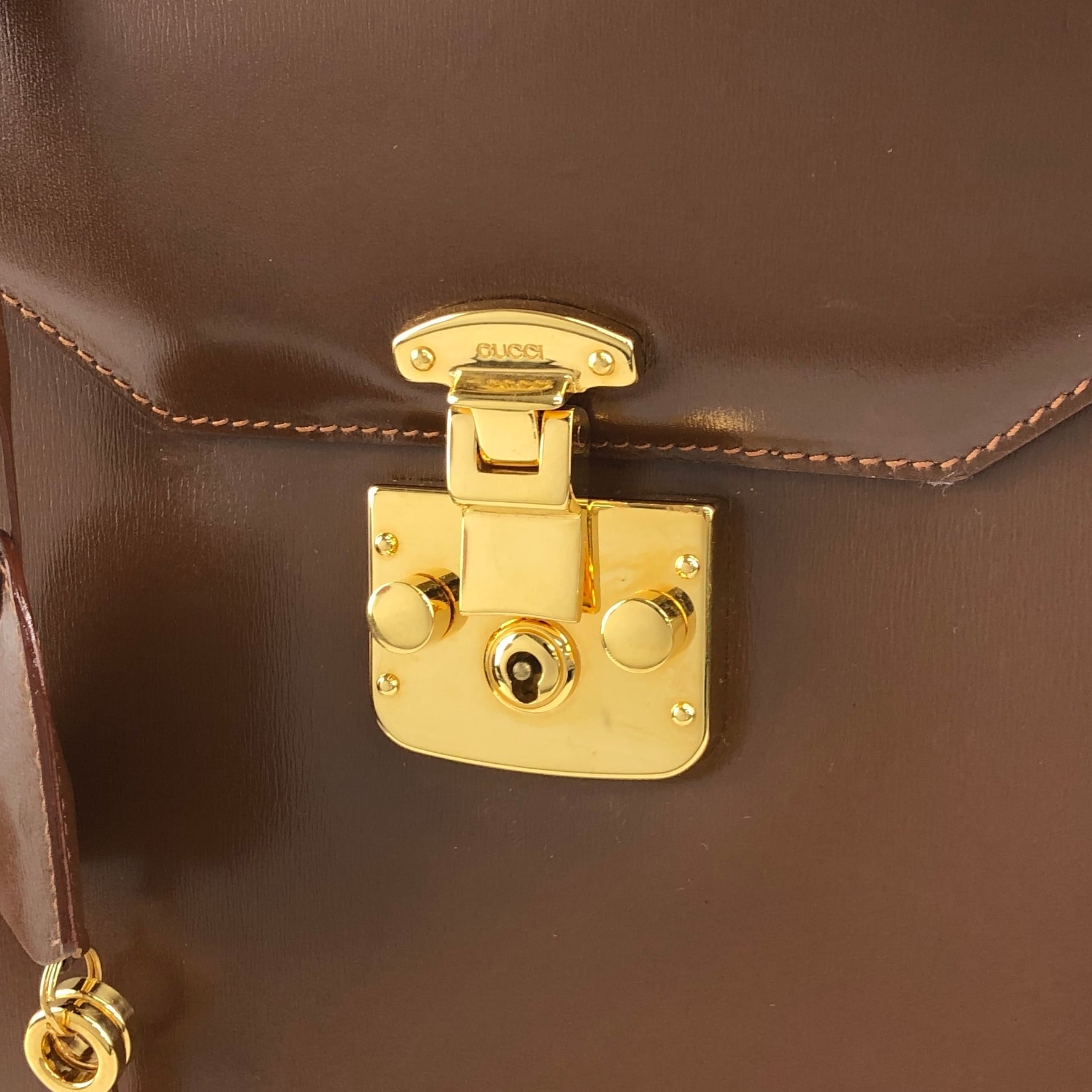 GUCCI グッチ ショルダーバッグ ブラウン レディロック レザー 2WAY