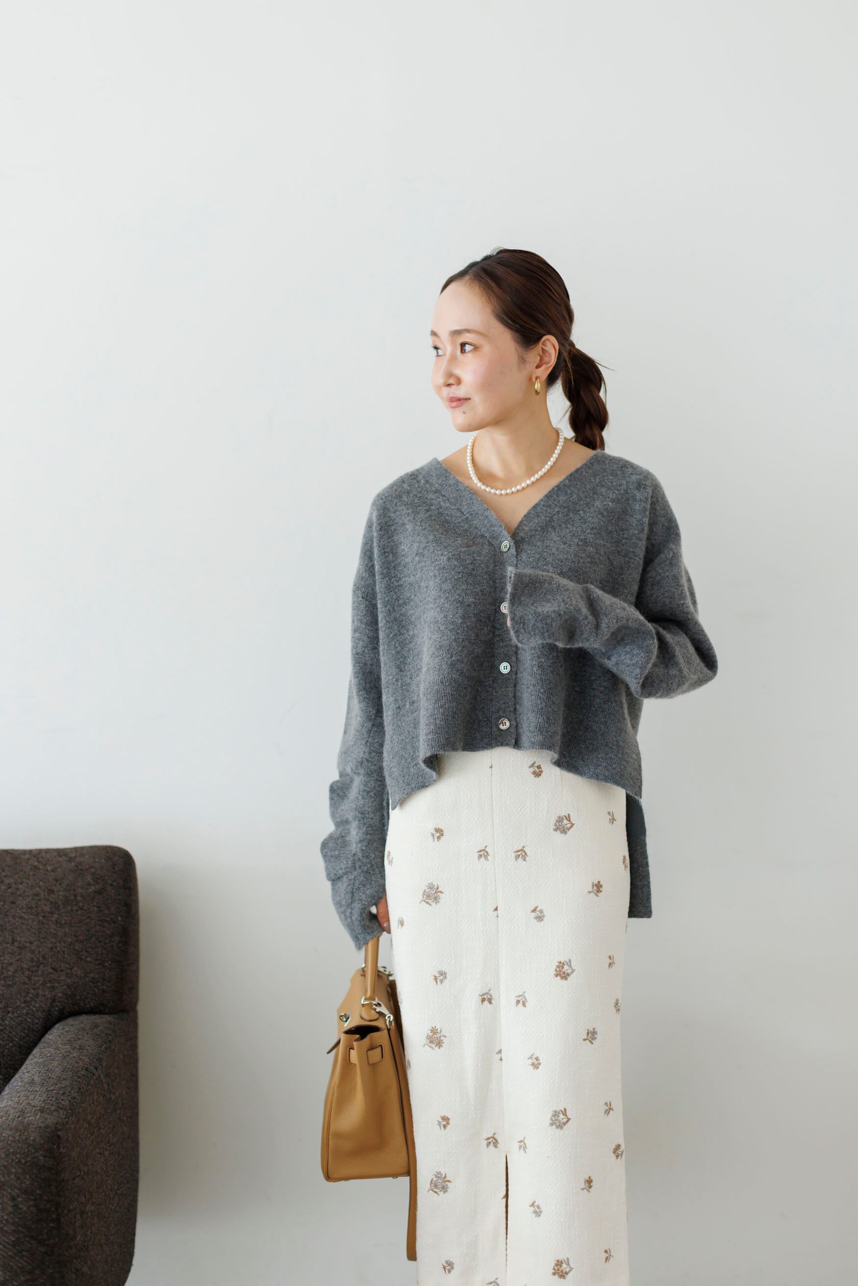 Original embroidery tweed skirt | Bluelea