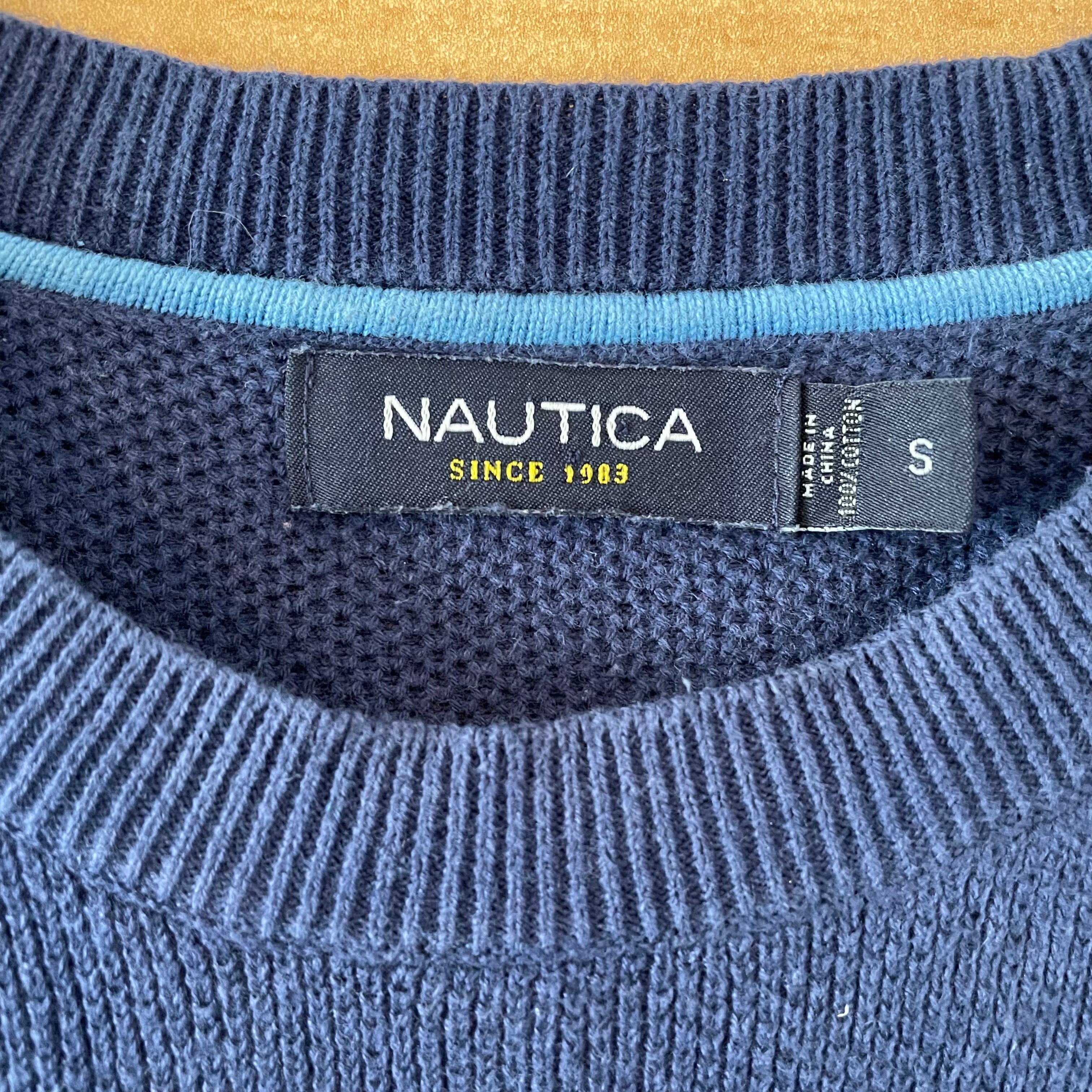 ノーティカ NAUTICA ボーダー柄 ウール×アクリルニットセーター メンズXL /eaa365182