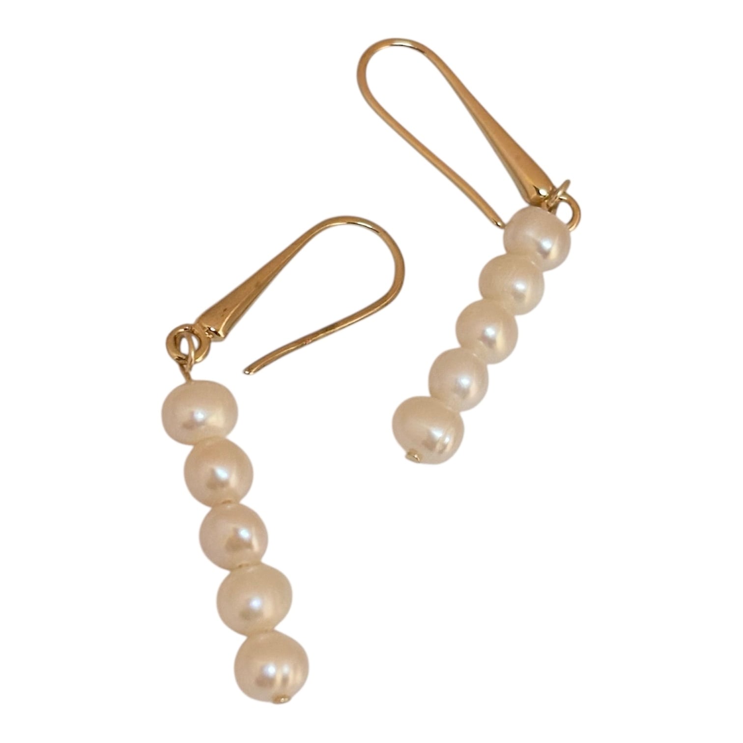 淡水パール5連フックピアス/14kgf