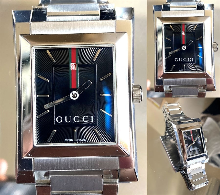 GUCCI グッチ 時計 定価17万 メンズ シェリーライン スクエア シルバー