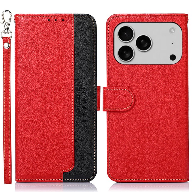 for iphone 18 Pro ケース 手帳型 for アイフォン 17 プロ 手帳 ケース 耐衝撃 ストラップ付き [RFIDブロッキング] カード収納人気 おしゃれ カードポケット 財布型携帯 ケース レッド Rureu