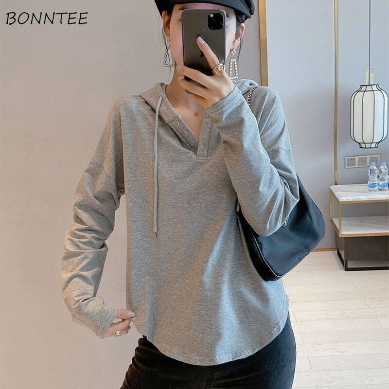 【新作】【送料無料】 パーカー女性ホット販売ソリッドシックストリート春スタイリッシュなオールマッチ学生フード付きミニマリストオルレジャーデイリーレディースフィット 0221710752251