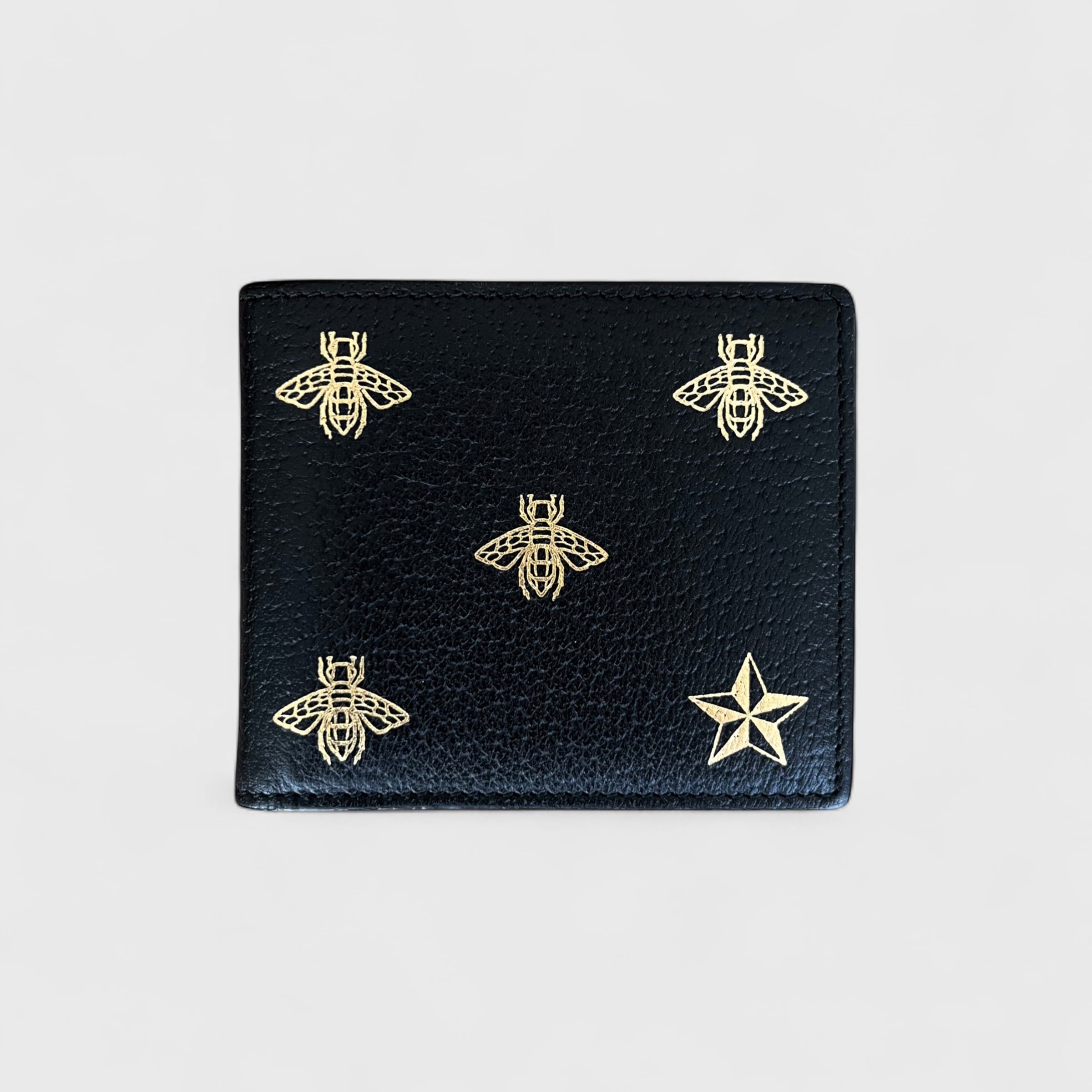 GUCCI グッチ ビー&スター 二つ折り財布 ブラック ゴールド | BRAND