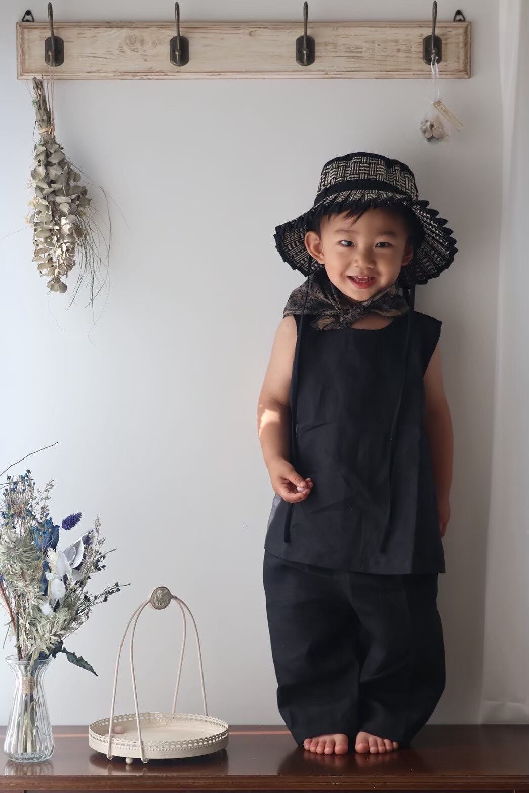 【即納/送料無料】son and daughter / Koa Linen Sets / Black
