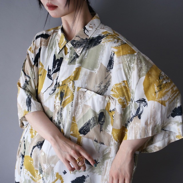 good color abstract painting pattern super over silhouette h/s shirt