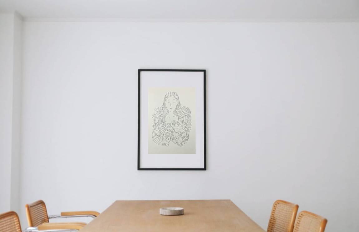 TOMO TANAKA #5 "リラックス" black wooden frame 63㎝ × 93㎝付き ( LL )