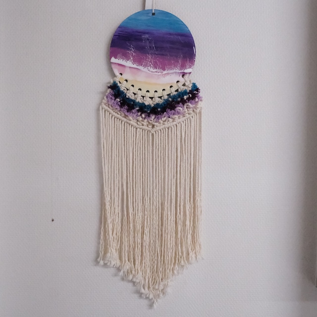 輝く未来を願う Macrame Art Resin 結　「紫に染まった海」