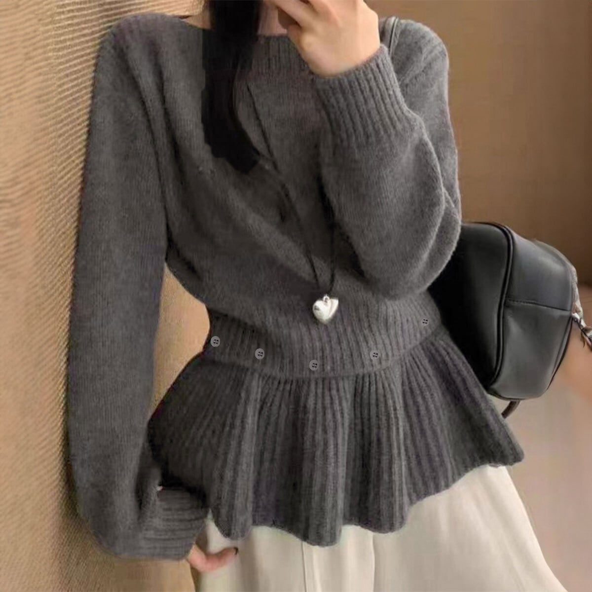 ペプラム ニット 長袖 レディース 春秋冬 韓国 重ね着風 レイヤード きれいめ 大人 かわいい おしゃれ 取り外し可能 ニットセーター トップス 大人可愛い 大人女子