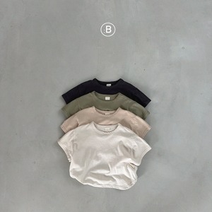 【Bella bambina】ふんわりシルエットの無地T カーキ 80~130cm 240723