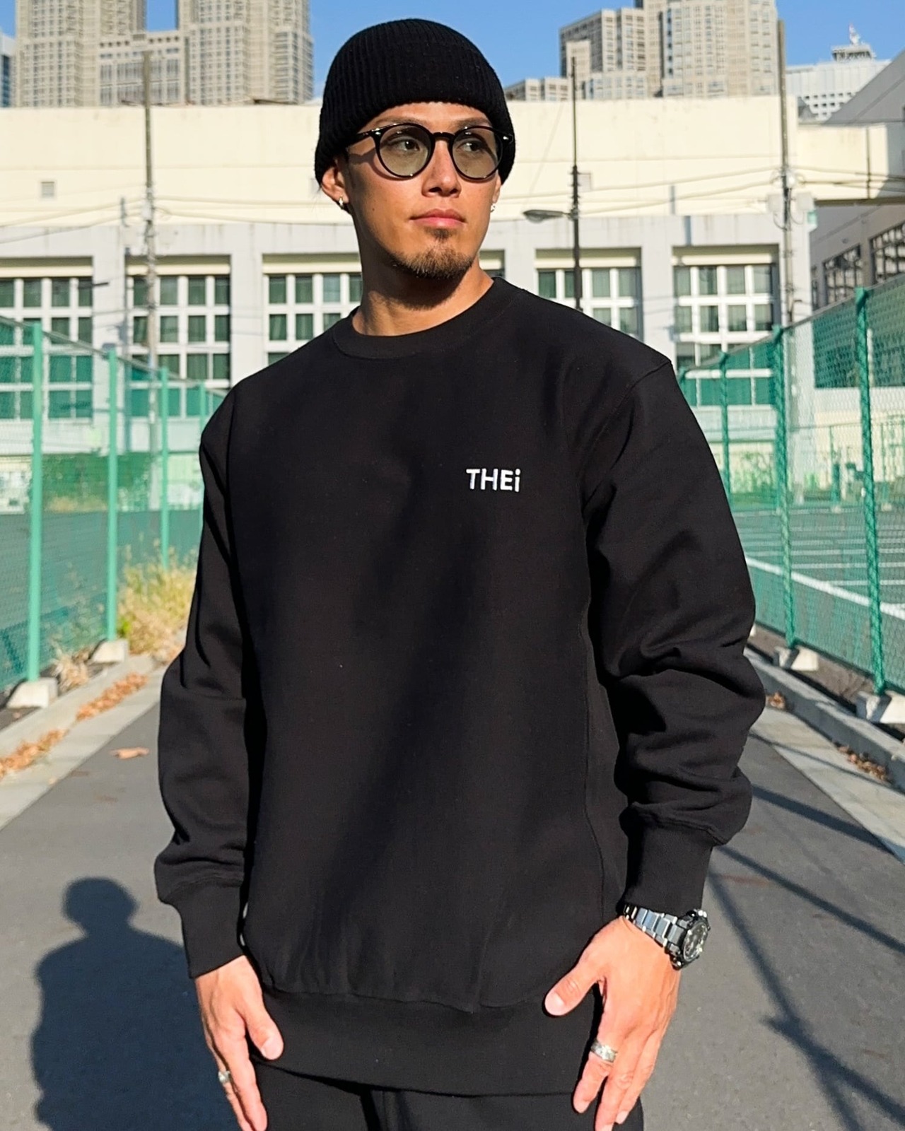 BASIC ONE POINT HEAVY WEIGHT SWEAT SHIRT B - BLACK