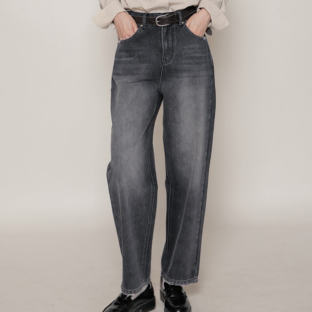 グレーウォッシュドハイウエストジーンズ K0061