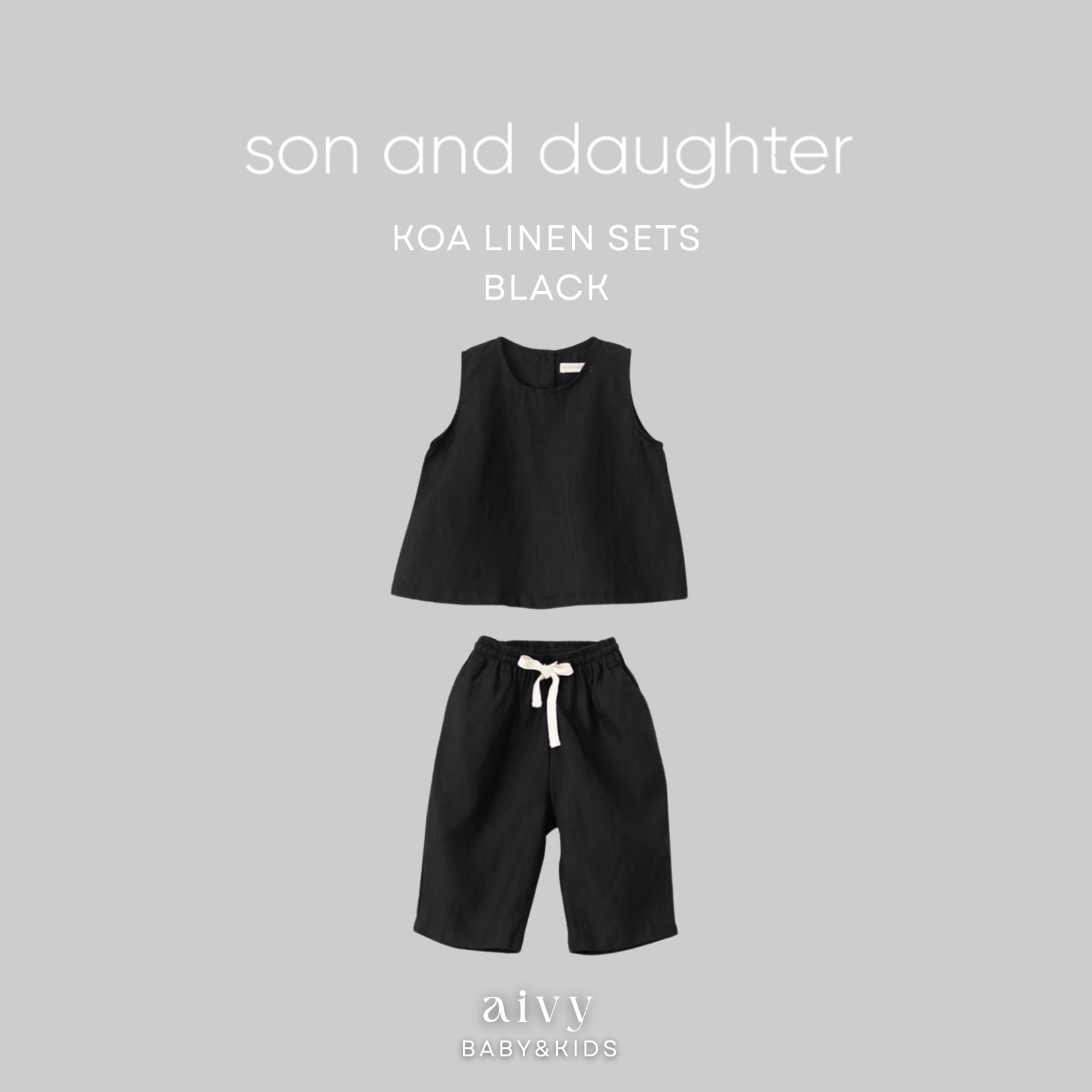 【即納/送料無料】son and daughter / Koa Linen Sets / Black