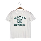 60s カレッジプリント フロッキー ヴィンテージ Tシャツ 3段プリント WAYNE UNIVERSITY シングルステッチ キッズサイズ BZ0680