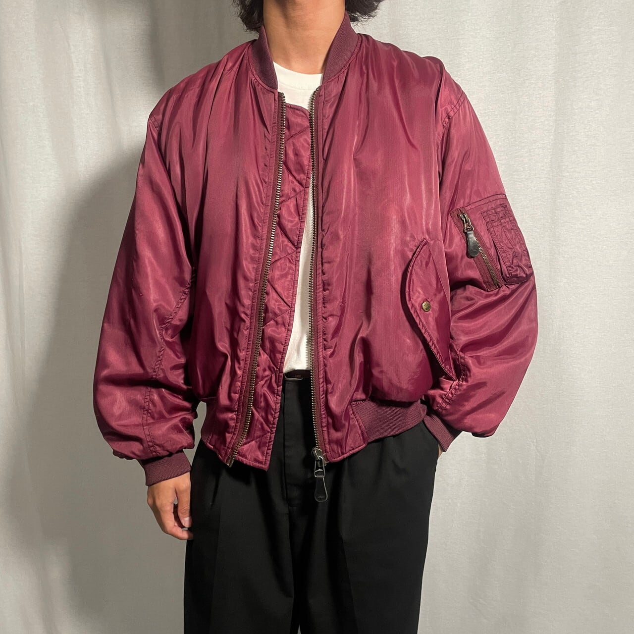 MA-1フライトジャケット バーガンディ Sサイズ80s MA-1フライトジャケット バーガンディ Sサイズ80s