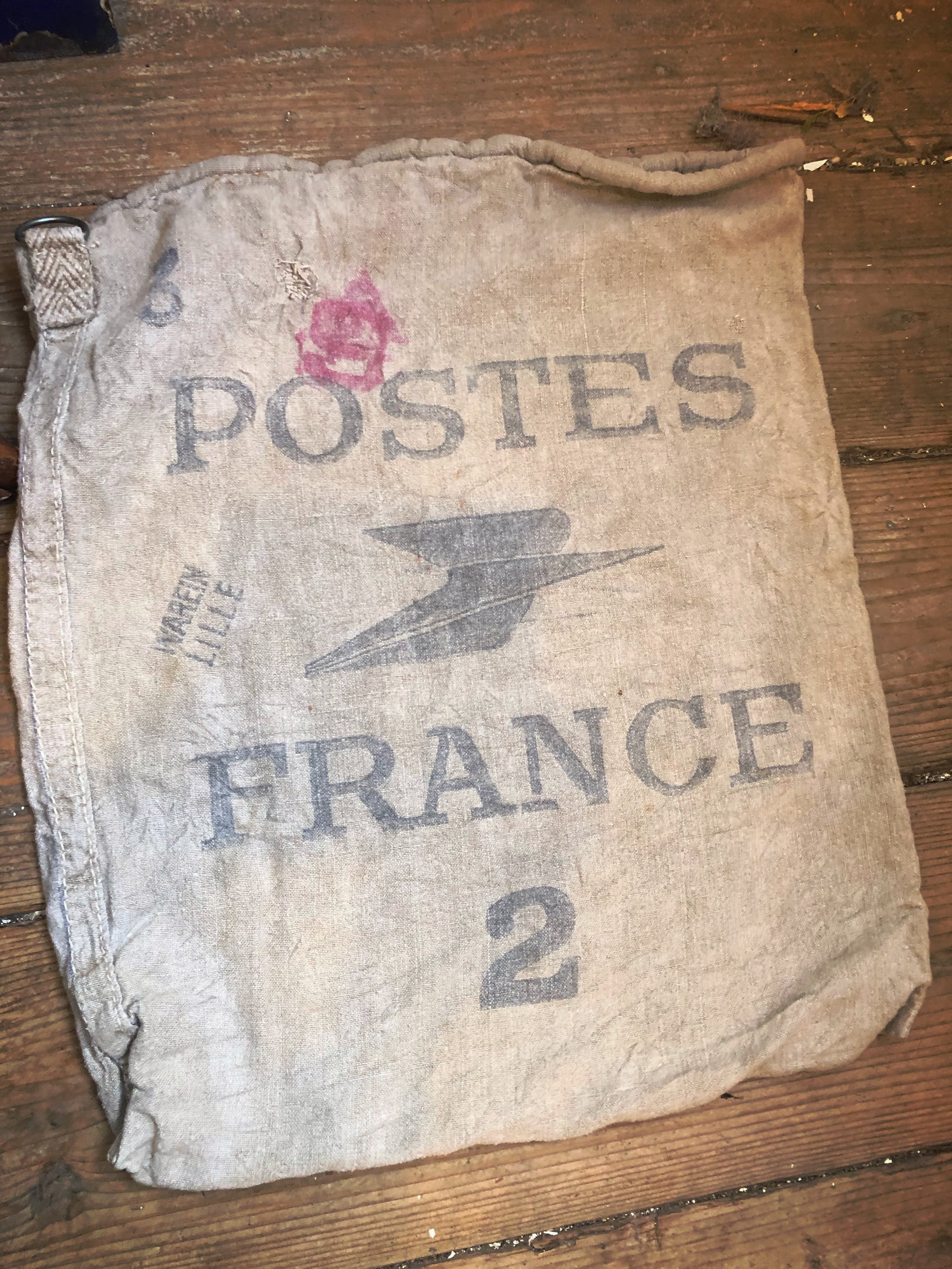 フランス　郵便局の集荷麻袋