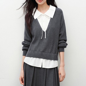 シャツレイヤード ニットプルオーバー No.6001