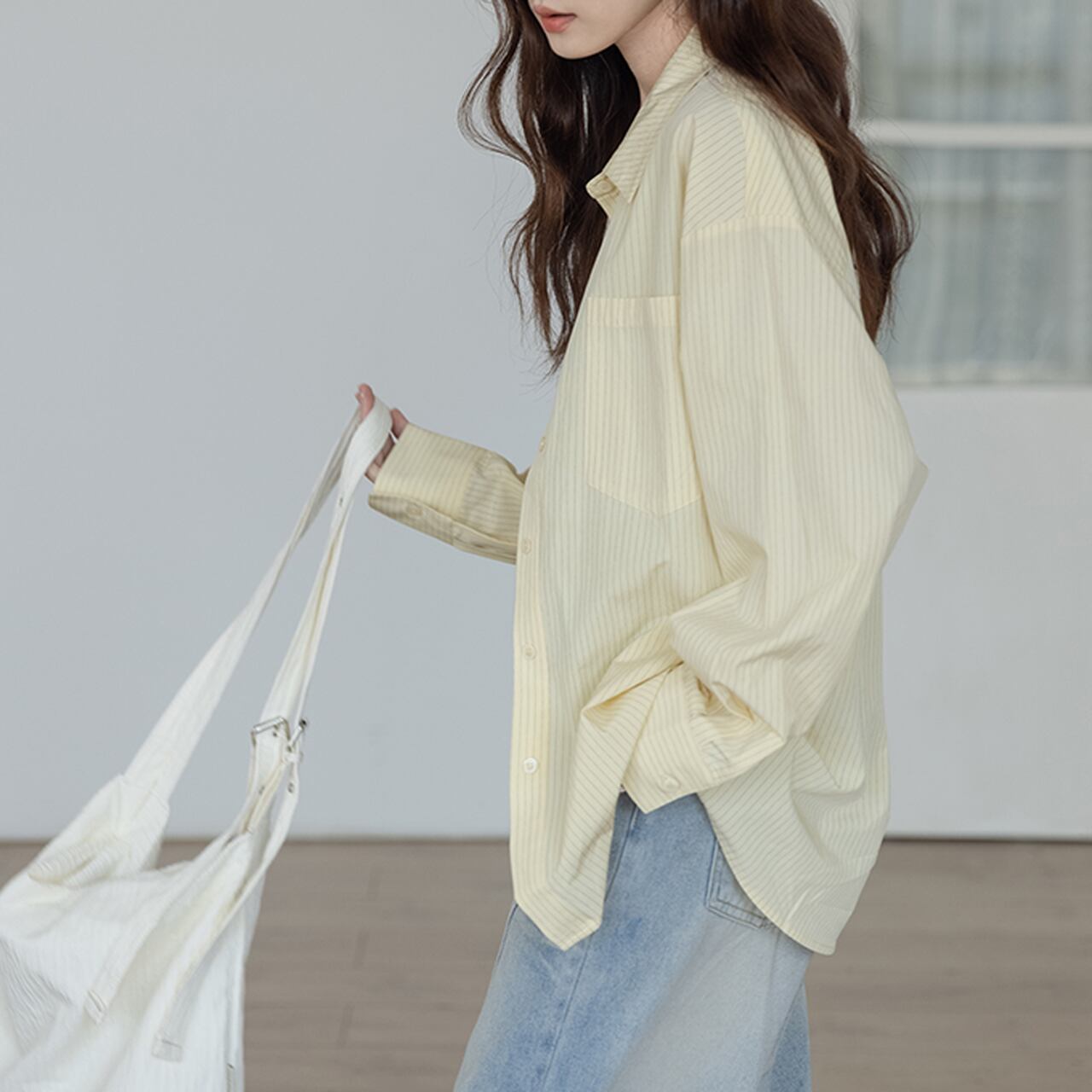 Striped loose sheer shirt 1867