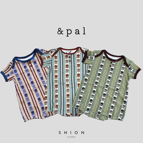 【送料無料】&pal ｜retro stripe rompers