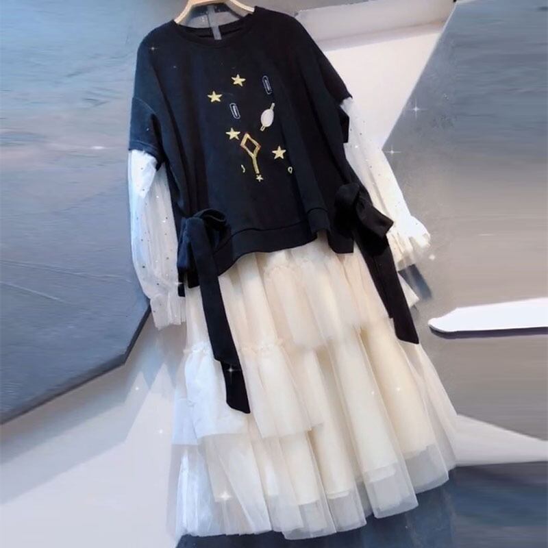 ブラウス スカート Tシャツ 薄手 ロング レッド 大きめサイズ ミックスインファッション65019910259