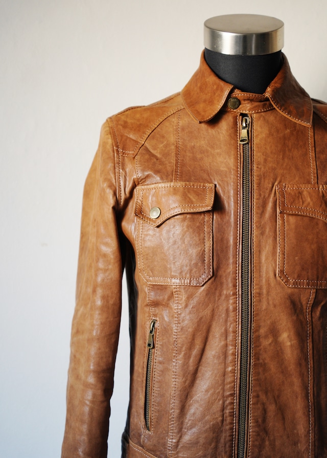 DOLCE&GABBANA lamb leather zip up jacket