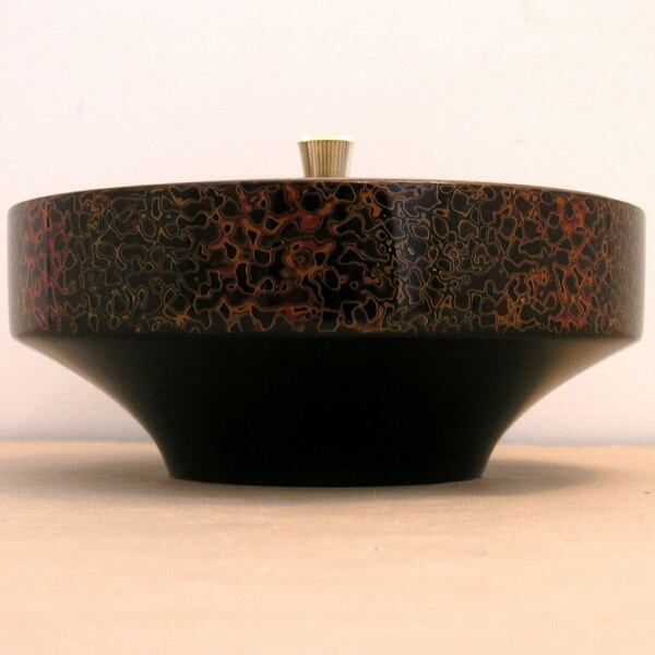 津軽塗（唐塗）バカ塗り・蓋付菓子器・No.160419-021・梱包サイズ60