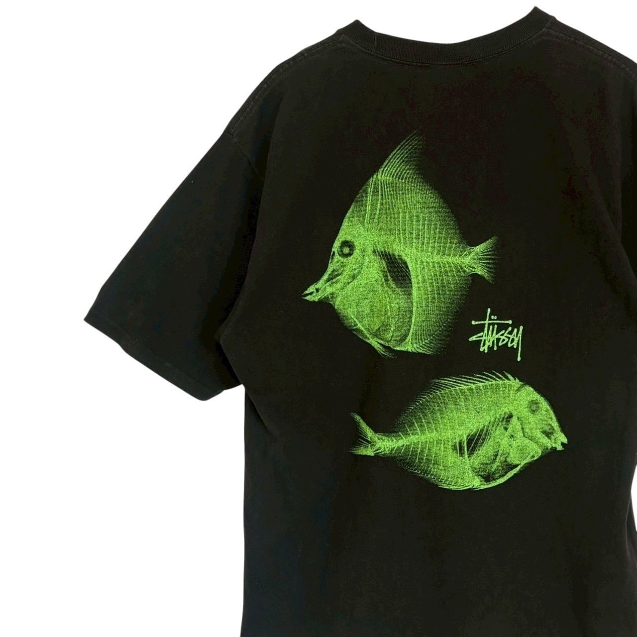 stussy ステューシー Tシャツ L バックロゴ プリントロゴ 魚 | 古着屋