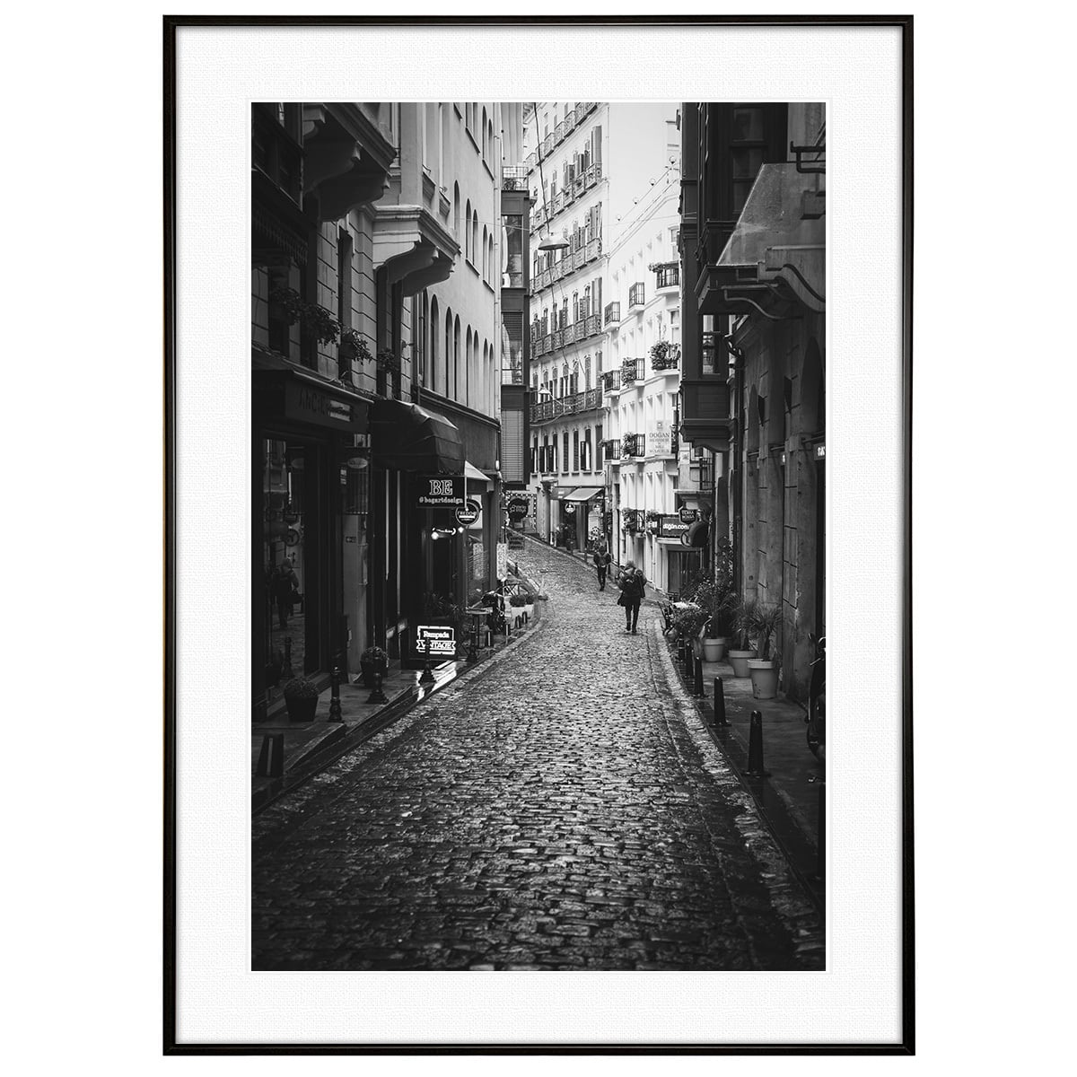 トルコ写真 イスタンフ?ールガラタ地区 カ?リッフ?・テ?テ?通り インテリアモノクロアートポスター額装 AS4773