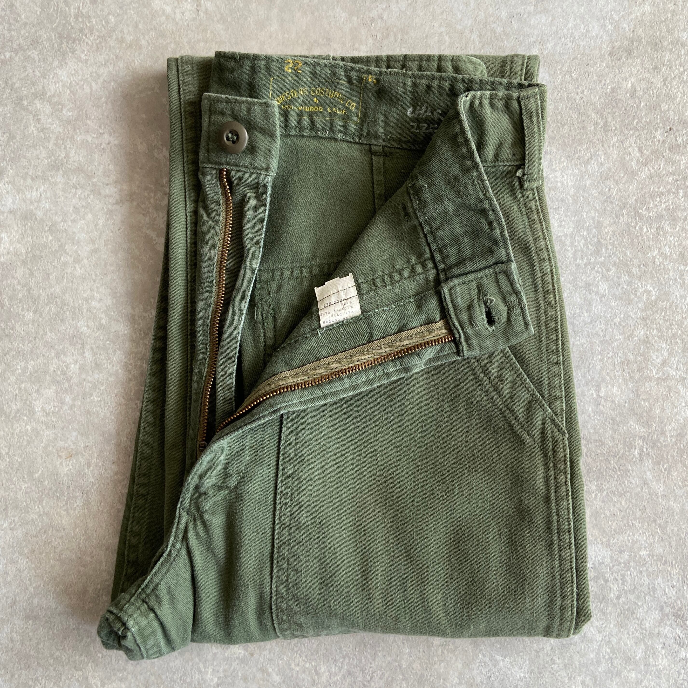 1970s Western Costume Co. U.S.ARMY OG-107 Baker Pants W30 L30.5